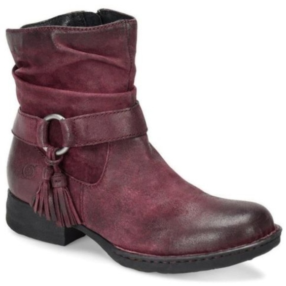 NEW BORN Cory Ankle‎ Boots Burgundy Suede Booties - Picture 1 of 6
